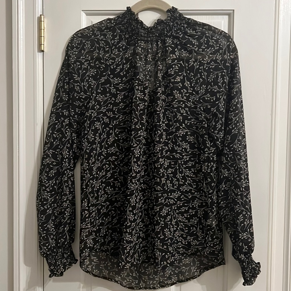 Sheer High Neck Floral Top